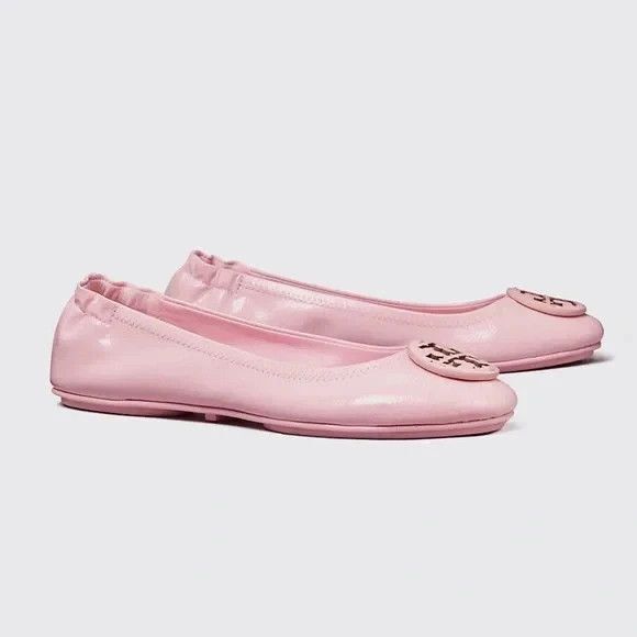 Tory Burch Minnie Travel Ballet Flats In Petunia Size 10 - Picture 2 of 7